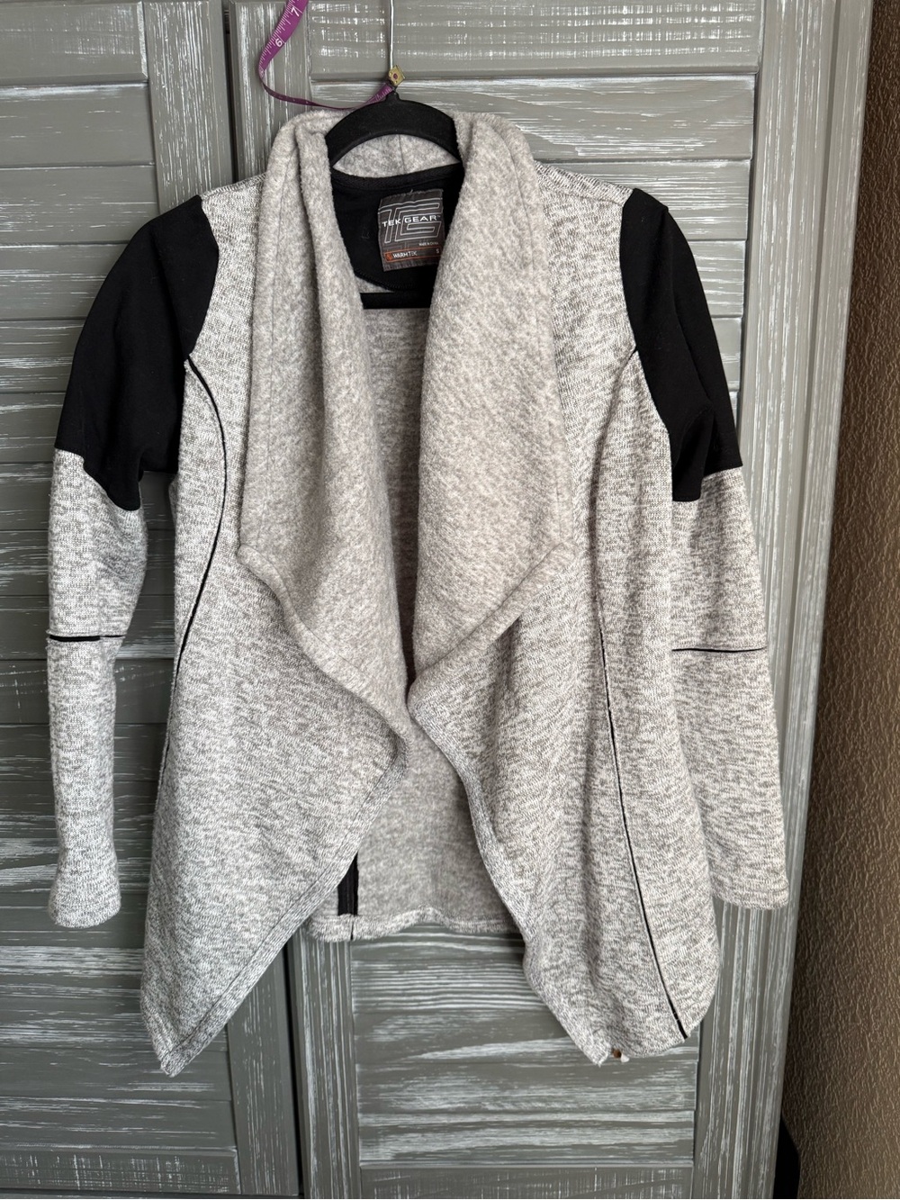 Tek Gear Gray Open-Front Draped Jacket Size S